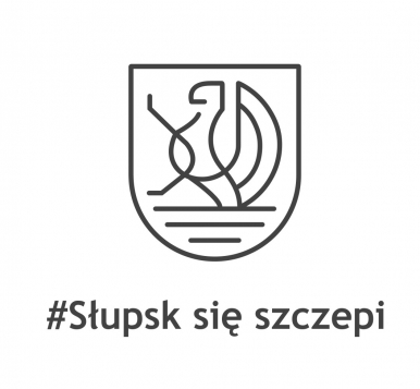 Grafika przedstawia logo miasta oraz napis #Słupsk się szczepi.